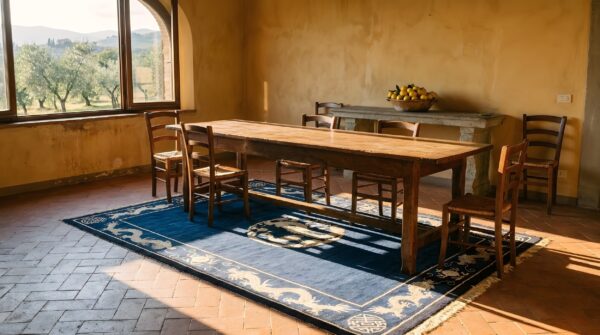 Antique chinese - peking geometric knotted rug 9 Antique chinese - peking geometric knotted rug (sku 25222) - room view
