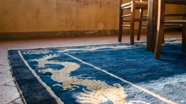 Antique chinese - peking geometric knotted rug 10 Antique chinese - peking geometric knotted rug (sku 25222) - in-room detail