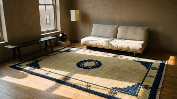 Antique chinese - peking hallway runner wool ivory rug 8 Antique chinese - peking hallway runner wool ivory rug (sku 25017) - room view