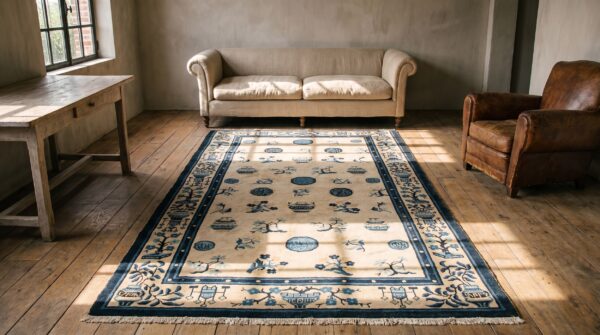Antique chinese peking ivory 1870s ivory rug 6 Antique chinese peking ivory 1870s ivory rug (sku 22752) - room view