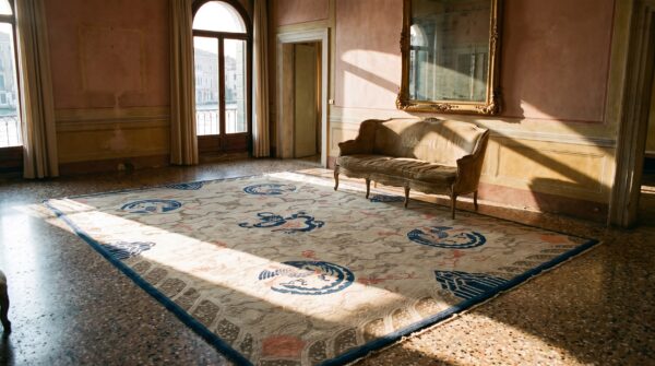 Antique chinese - peking ivory 1880s wool rug 8 Antique chinese - peking ivory 1880s wool rug (sku 23398) - room view