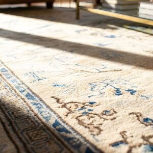 Chinese - Peking Ivory 1880s Antique Wool Rectangle Knotted Room Size Rug (SKU 25700) - in-room detail