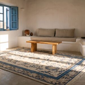 Chinese - Peking Antique Knotted Wool Ivory 1900s Hallway Runner Rectangle Rug (SKU 23369) - room view
