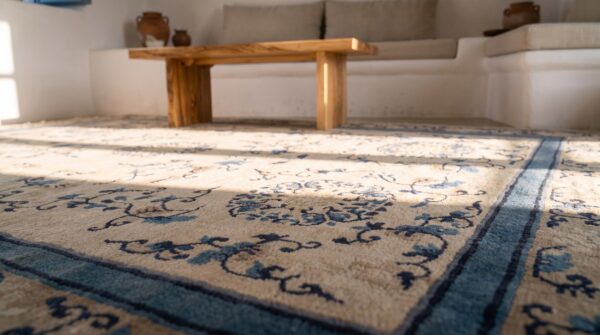 Chinese - peking antique knotted wool ivory 1900s hallway runner rectangle rug 8 Chinese - peking antique knotted wool ivory 1900s hallway runner rectangle rug (sku 23369) - in-room detail