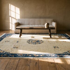 Antique Chinese - Peking Medium Wool Ivory Rug (SKU 25119) - room view