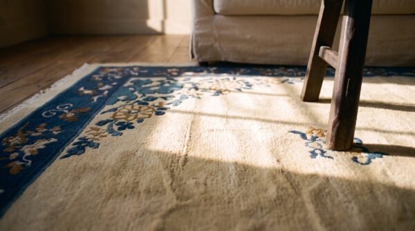 Antique chinese - peking medium wool ivory rug 8 Antique chinese - peking medium wool ivory rug (sku 25119) - in-room detail