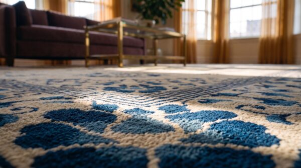 Antique chinese - peking oversized wool ivory rug 10 Antique chinese - peking oversized wool ivory rug (sku 25550) - in-room detail