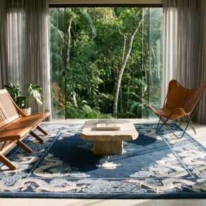 Chinese - Peking Knotted Rectangle Antique Wool 1900s Small Scatter Size Blue Rug (SKU 25549) - room view