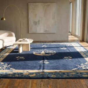 Chinese - Peking Room Size Antique Blue 1920s Wool Rectangle Knotted Rug (SKU 23172) - room view