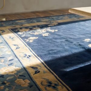 Chinese - Peking Room Size Antique Blue 1920s Wool Rectangle Knotted Rug (SKU 23172) - in-room detail