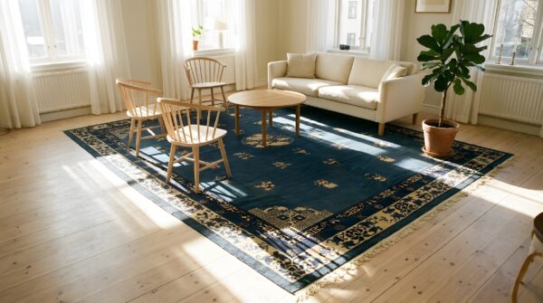 Antique chinese - peking room size blue rug 10 Antique chinese - peking room size blue rug (sku 25027) - room view
