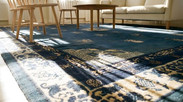 Antique chinese - peking room size blue rug 11 Antique chinese - peking room size blue rug (sku 25027) - in-room detail