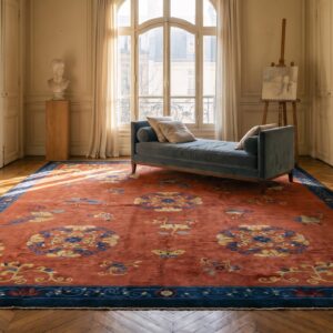 Antique Chinese - Peking Room Size Wool Coral Rug (SKU 24886) - room view