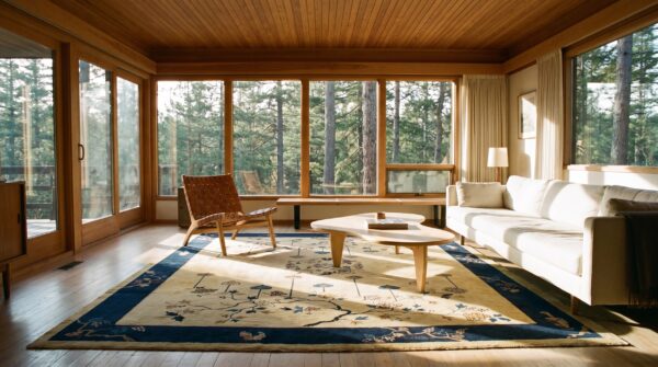 Antique chinese - peking room size wool ivory rug 10 Antique chinese - peking room size wool ivory rug (sku 24848) - room view