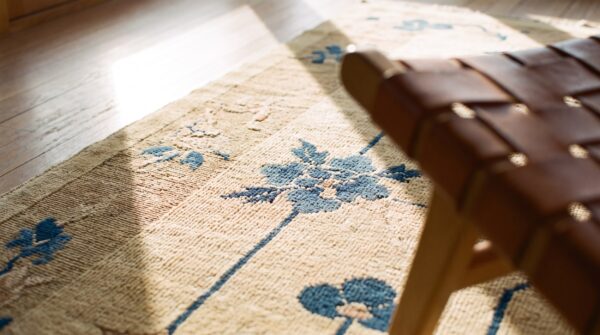 Antique chinese - peking room size wool ivory rug 11 Antique chinese - peking room size wool ivory rug (sku 24848) - in-room detail