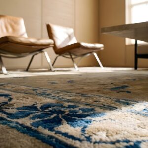 Chinese - Peking Wool Room Size Rectangle 1920s Knotted Ivory Antique Rug (SKU 25420) - in-room detail
