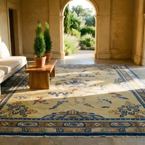 Antique Chinese - Peking Room Size Wool Yellow Rug (SKU 25020) - room view