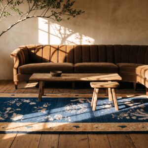 Antique Chinese Peking Small Scatter Size Wool Blue Rug (SKU 24846) - room view
