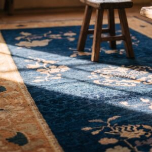 Antique Chinese Peking Small Scatter Size Wool Blue Rug (SKU 24846) - in-room detail