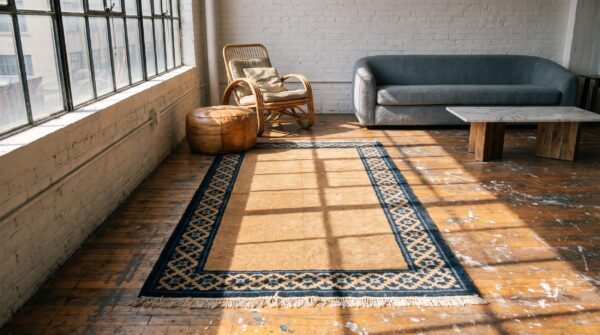 Antique chinese - peking small scatter size wool brown rug (sku 21176) - room view