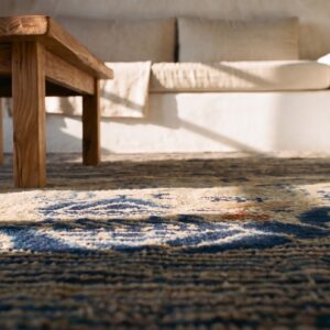 Antique Chinese Peking Small Scatter Size Wool Multicolor Rug (SKU 24876) - in-room detail