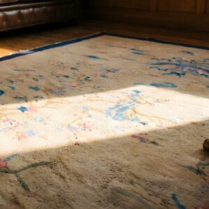 Antique Chinese Peking Small Scatter Size Wool Yellow Rug (SKU 22671) - in-room detail