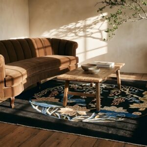 Antique Chinese Peking Square Small Scatter Size Wool Black Rug (SKU 19475) - room view