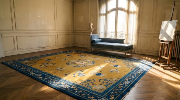 Antique chinese - peking chinese yellow 1890s rug 8 Antique chinese - peking chinese yellow 1890s rug (sku 22786) - room view