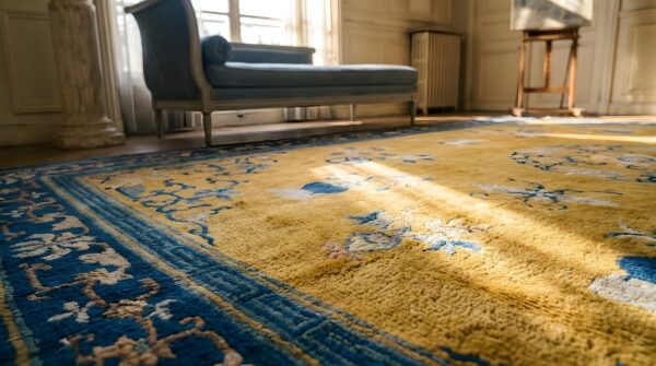 Antique chinese - peking chinese yellow 1890s rug 9 Antique chinese - peking chinese yellow 1890s rug (sku 22786) - in-room detail
