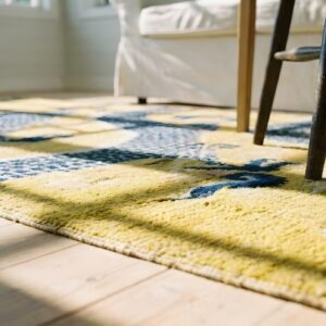 Antique Chinese Pillar Carpet Yellow Hallway Runner Rug (SKU 25194) - in-room detail