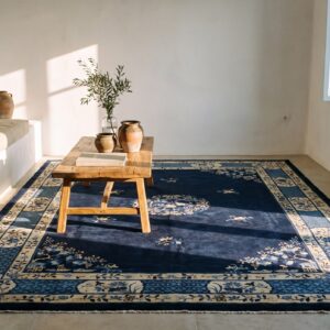 Chinese Rectangle 1900s Blue Knotted - Peking Antique Wool Room Size Rug (SKU 25301) - room view