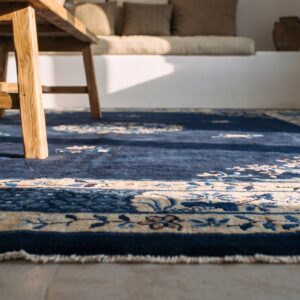 Chinese Rectangle 1900s Blue Knotted - Peking Antique Wool Room Size Rug (SKU 25301) - in-room detail