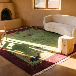 Chinese Rectangle Wool Knotted Green - Art Deco Antique Room Size 1920s Rug (SKU 25722) - room view