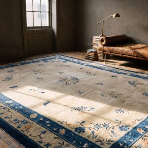 Antique Chinese Rectangle Room Size Ivory - Peking Knotted Wool 1930s Rug (SKU 22703) - room view