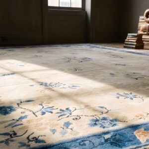 Antique Chinese Rectangle Room Size Ivory - Peking Knotted Wool 1930s Rug (SKU 22703) - in-room detail