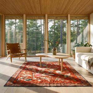 Antique Chinese Red Allover Flat Weave Square Rug (SKU 24478) - room view