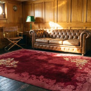 Chinese Room Size Antique 1920s Knotted - Art Deco Rectangle Wool Red Rug (SKU 22205) - room view