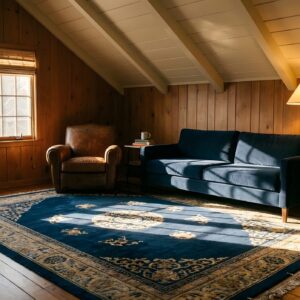 Wool Knotted Chinese Room Size 1920s Antique Blue - Peking Rectangle Rug (SKU 24773) - room view