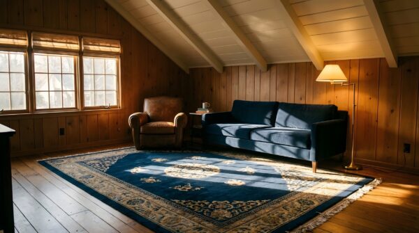 Wool knotted chinese room size 1920s antique blue - peking rectangle rug (sku 24773) - room view