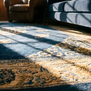 Wool Knotted Chinese Room Size 1920s Antique Blue - Peking Rectangle Rug (SKU 24773) - in-room detail