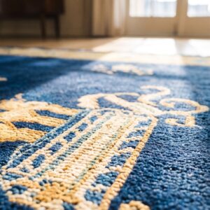 Antique Chinese Room Size Wool Blue Rug (SKU 24826) - in-room detail