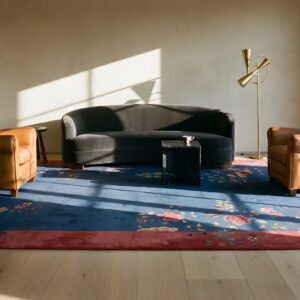 Chinese Knotted Antique Room Size Blue - Art Deco Rectangle Wool 1920s Rug (SKU 25703) - room view