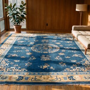 Antique Chinese Room Size Blue Color Peking Wool Pile Rug (SKU 22310) - room view