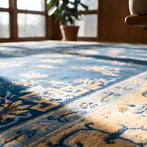 Antique Chinese Room Size Blue Color Peking Wool Pile Rug (SKU 22310) - in-room detail