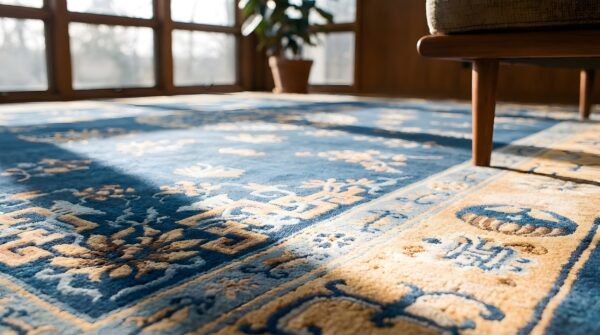Antique chinese room size blue color peking wool pile rug 9 Antique chinese room size blue color peking wool pile rug (sku 22310) - in-room detail