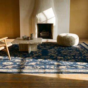 Antique Chinese Room Size Wool Blue Navy Rug (SKU 24397) - room view