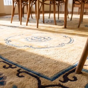 Antique Chinese Room Size Wool Camel, Red Rug (SKU 24095) - in-room detail