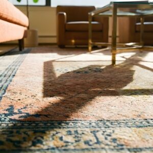 Antique Chinese Room Size Wool Coral Rug (SKU 24111) - in-room detail