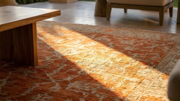 Antique chinese room size wool ivory rug 13 Antique chinese room size wool ivory rug (sku 23471) - in-room detail