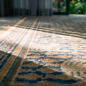 Antique Chinese Room Size Wool Ivory Beige Cream White Rug (SKU 24699) - in-room detail